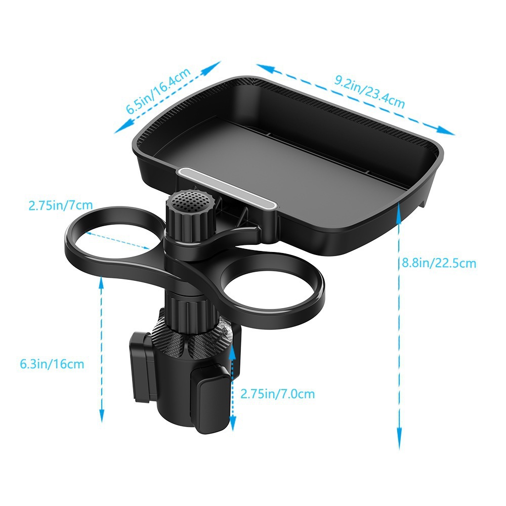Car-Mounted 360-Degree Rotating Tray, Car Drink Holder, Coffee, Burger, and Cup Holder, Multifunctional Storage Small Dining Table