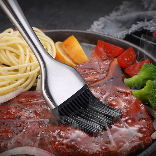 304 stainless steel barbecue oil brush high temperature resistant silicone barbecue pancake brush baking brush seasoning brush kitchen brush handle