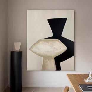 Cream Style Hand-Painted Oil Painting Abstract Living Room Sofa Background Decorative Painting Nordic Light Luxury Vertical Version Entrance Texture Hanging Painting