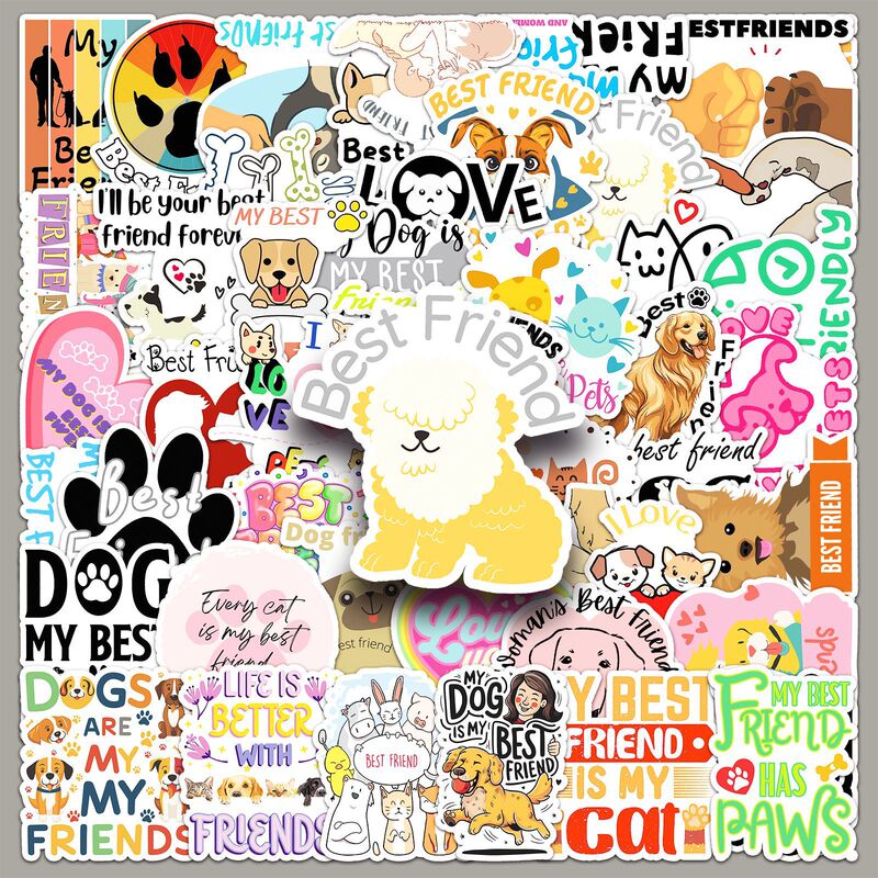 50 pets are good friends stickers English positive energy sentence phrases waterproof decorative hand ledger stickers