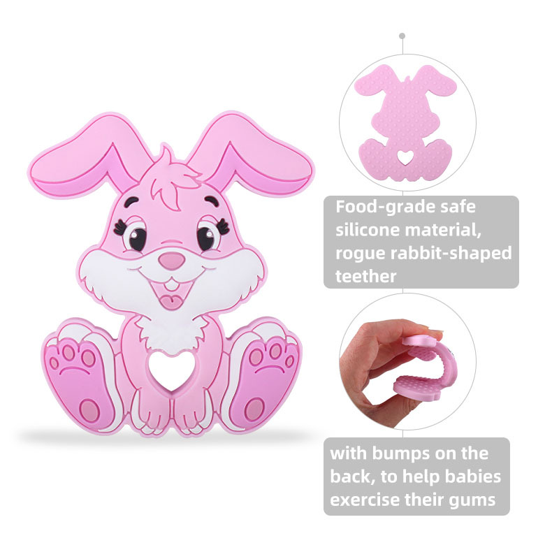 AliExpress nuevo bebé suministros dibujos animados animal silicona conejo teether bebé creativo juguete teether palo