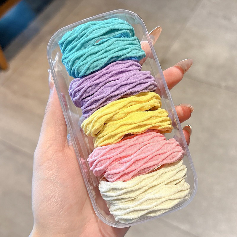 Cuerdas de cabello azul de sal marina de niña alta elástica suave glutinosa no daña cabello alto cabello de cola de caballo cuerdas de cabeza gruesas y gruesas bandas de goma tocado