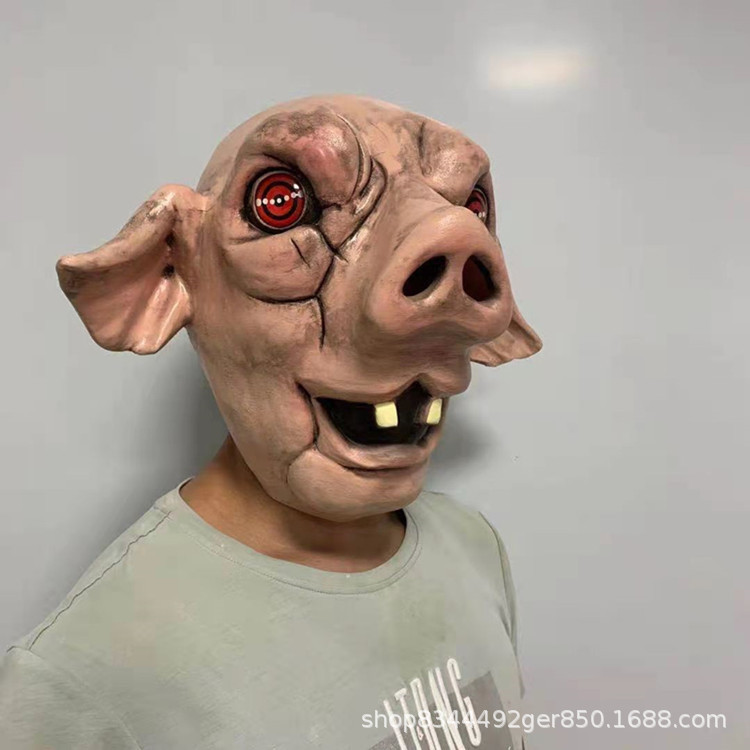 Vio horror 9 cabeza de cerdo máscara miedo sala de lucha Vio el cine y la televisión accesorios de Halloween horror vestido de látex sombrerería