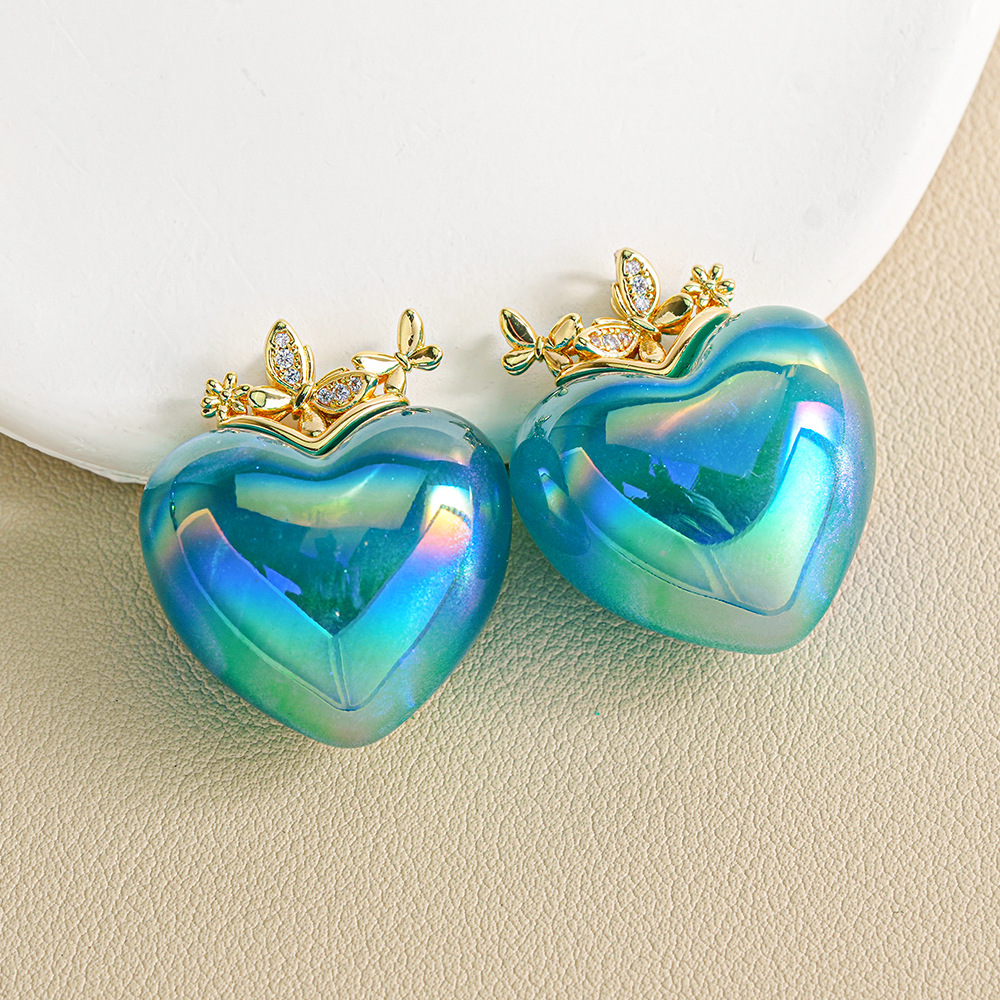 Colgante de Corazón con Brillantina de Heidi, Pin de Sombrero con Forma de Mariposa, Colgante de Corazón para Llavero, Cadena para Teléfono, Accesorios al por Mayor