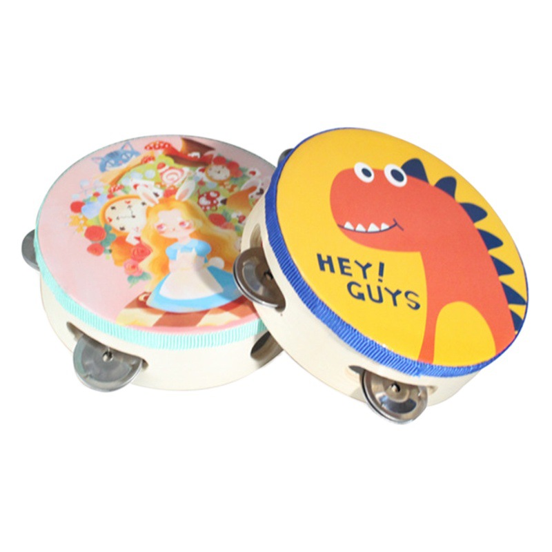 Nueva pandereta de madera bebé jardín instrumento musical Juguete musical de la música de los niños tambor de mano flor pandereta al por mayor 4-10 pulgadas