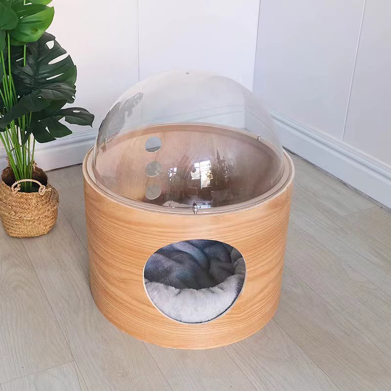 国境を越えた猫の巣宇宙室の実木四季の通用猫の棚の閉鎖式の猫の部屋のネットの赤い木のカプセルの猫の産室|undefined