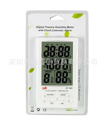 KT905大屏幕室内室外温度双显示温湿度表 温湿度计 带室外探头