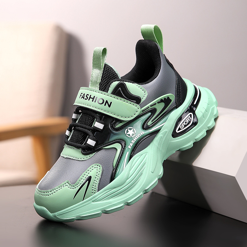 Niños cuero zapatos deportivos casuales para niños velcro moda ocio para estudiantes de primaria zapatos de moda