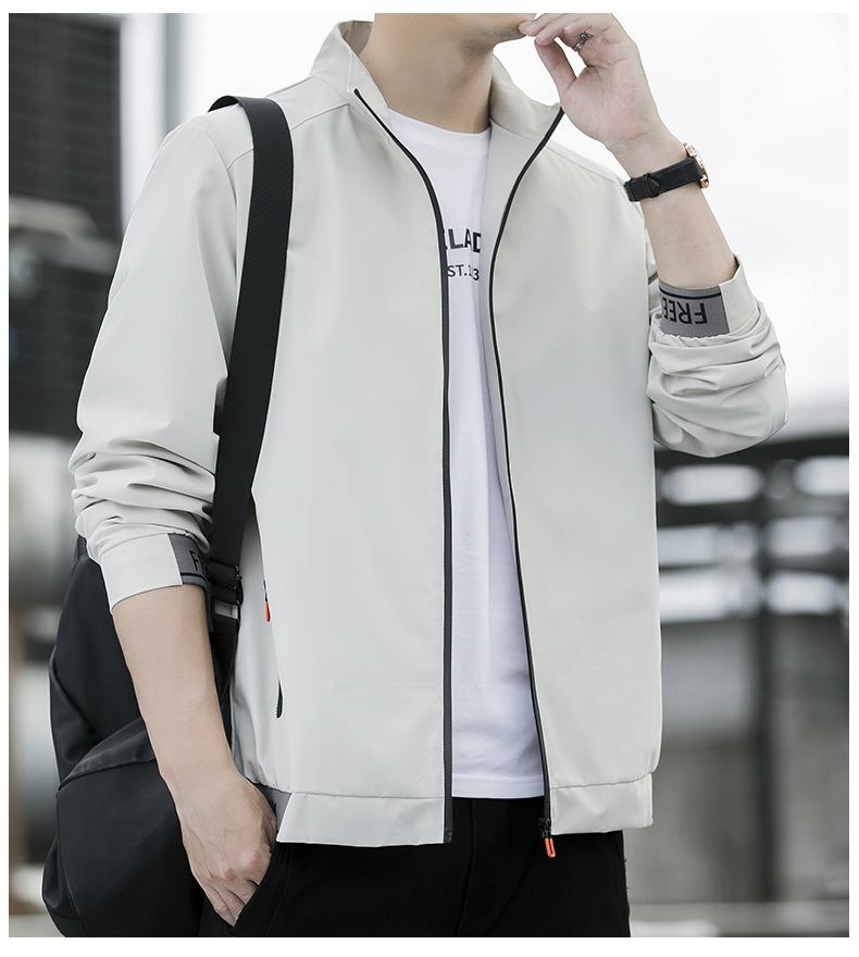 Fashionable Men's Spring And Autumn Jacket With Stand Up Collar_voghion.com