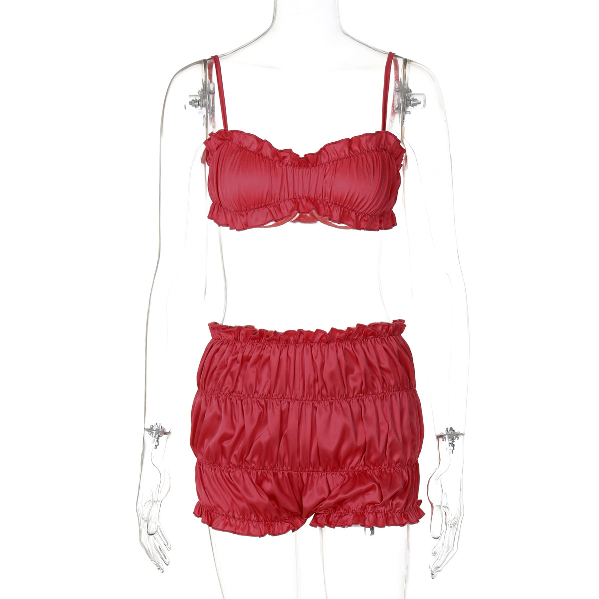 Women's Slinky Ribbed Halter Top And High-Waisted Shorts Set Sexy Summer Two Piece Outfit Trendy Versatile Design_ecoleips.com