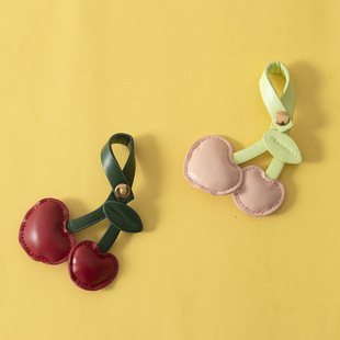 Cute Cherry Leather Bag Pendant Mobile Phone Back Clip Lanyard Pendant Accessories Peach Heart Keychain Gift Decoration