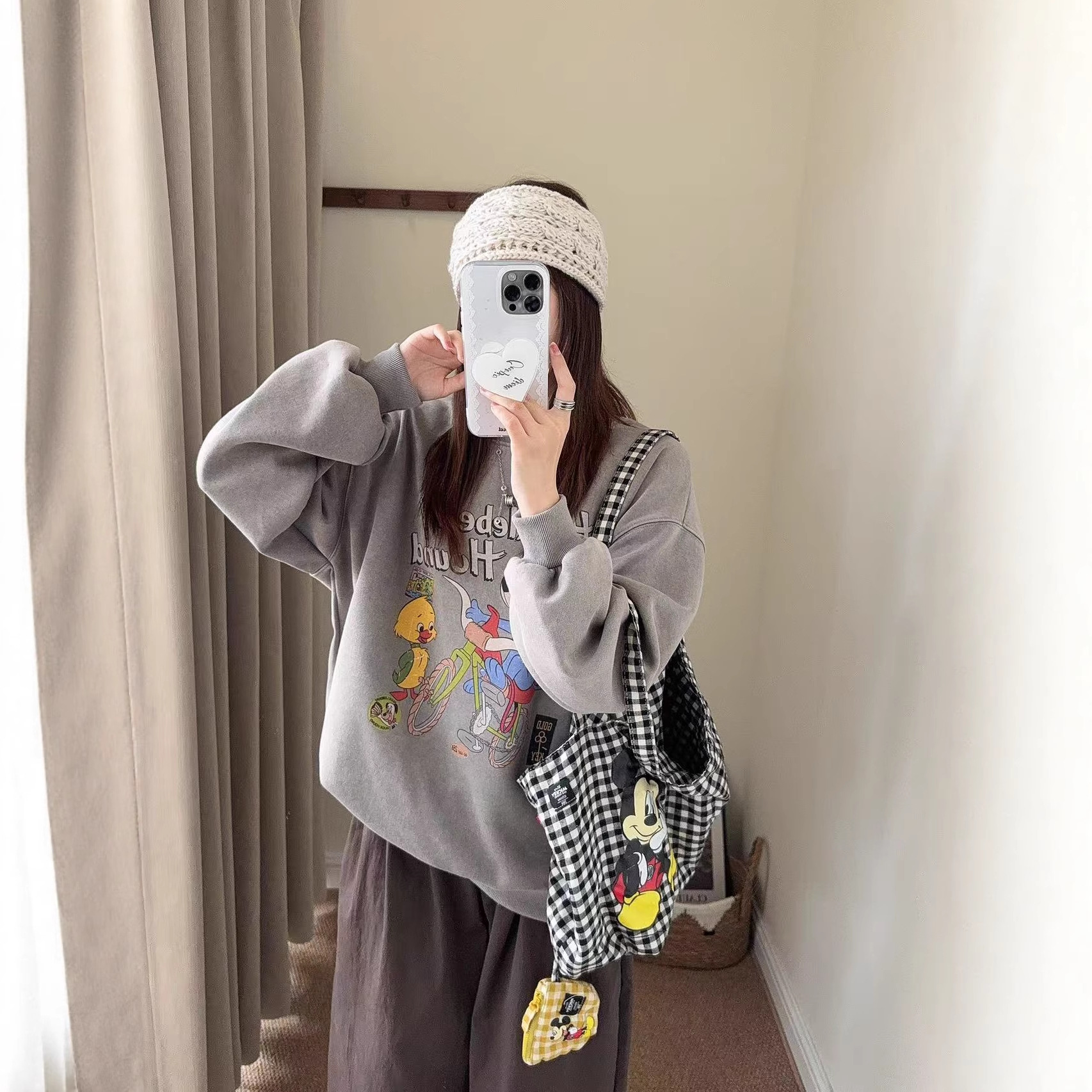 韩国东大门定制卡尔棉做旧复古卫衣女秋季新款宽松显瘦百搭上衣