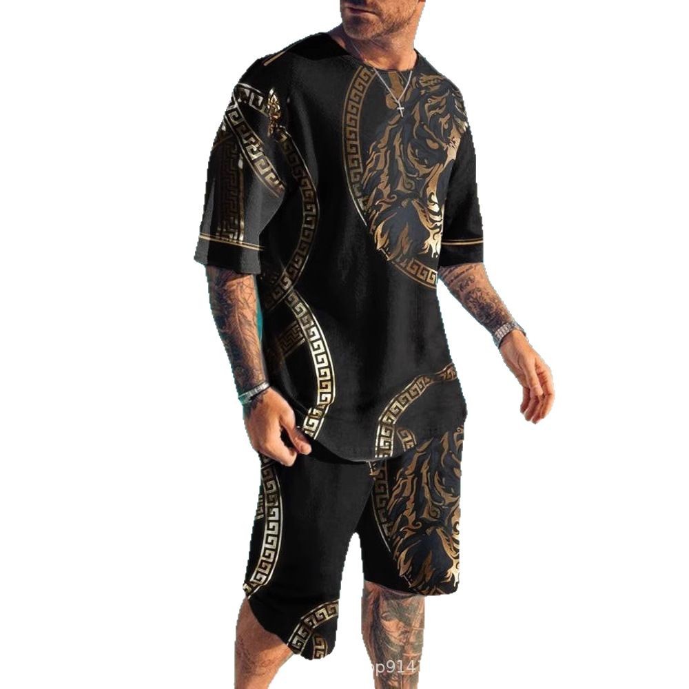 2022 nuevo traje de ropa de hombre impresión 3D más tamaño de manga corta Camiseta pantalones cortos traje en stock suministro de fábrica