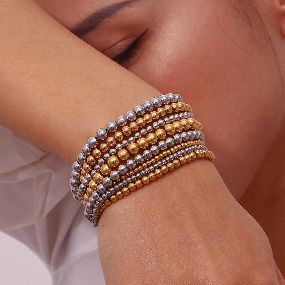 27g Weight Bracelets Classification 316L Stainless Steel Chain Material 1 Piece Quantity Anniversary, Party, Street Occasion 316L Stainless Steel Material Geometric Pattern Women's Gender Lady Style Waterproof Non Tarnish, Surgical Steel, Beaded, Plating Craft 316L Stainless Steel Geometric Waterproof Non Tarnish Surgical Steel Lady Bracelets For Women's 13