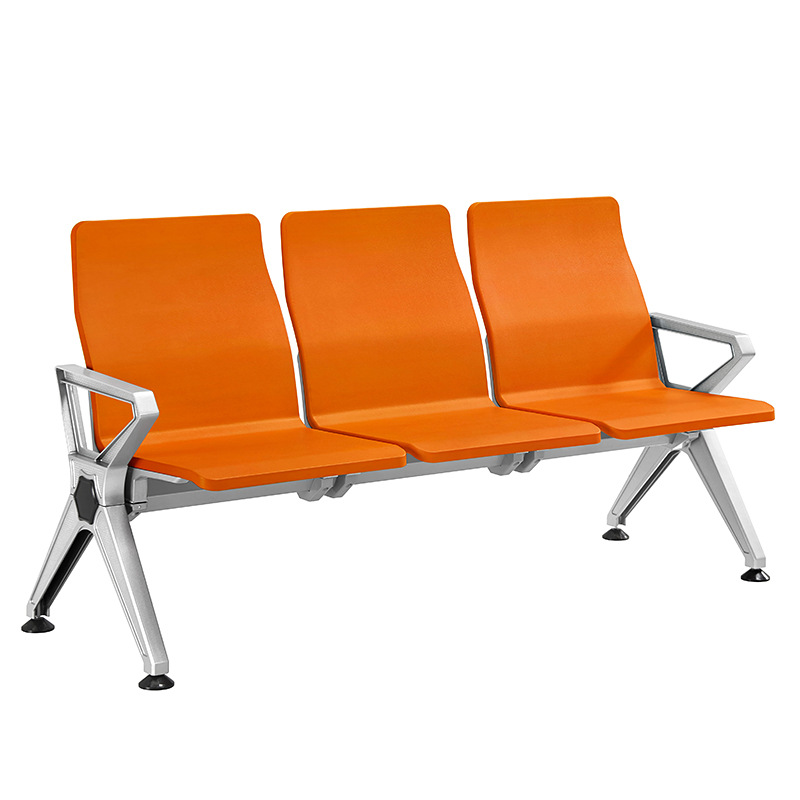 Silla de tres plazas para aeropuerto con cojín de cuero PU, asiento de descanso para pasajeros, silla de espera para hospital de aleación de aluminio, silla de infusión, duradera.