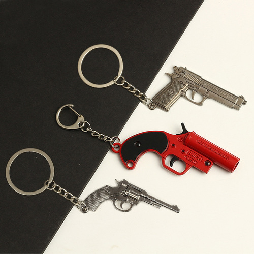 Wholesale cross-border mini metal pistol men's car pendant PlayerUnknown's Battlegrounds peripheral simulation model gun keychain