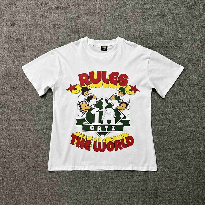 Corteiz verano nuevo diablo isla diversión carta impresión moda marca hombres y mujeres sueltos casual manga corta Camiseta cuello redondo