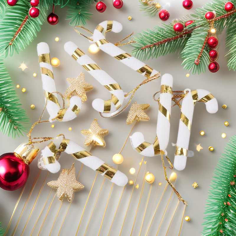 クリスマスデコレーション用の小さな杖、クリスマスツリーの飾り、6個入り、ギフト、シーンの演出、小道具、工場直販、越境販売