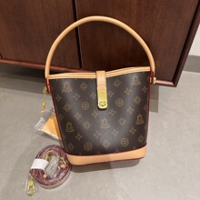 一件代发2025新款大容量水桶包女士老花单肩腋下包斜挎包批发女包