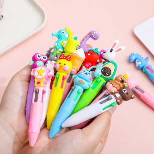 Cartoon cute fun four-color ballpoint pen cute mini three-dimensional modeling press ballpoint pen student gift pen creative pen