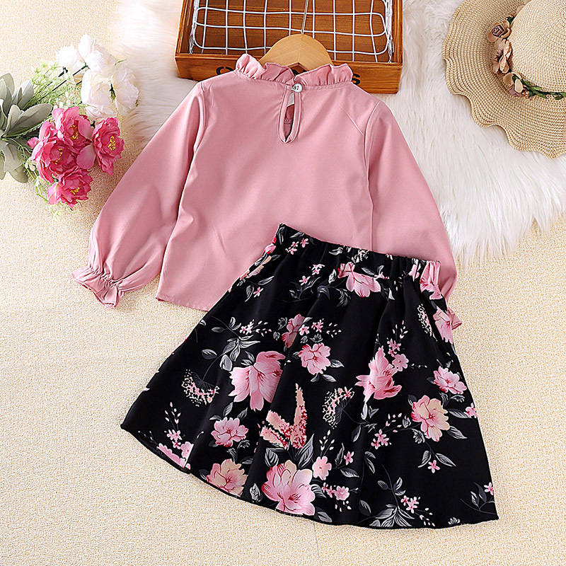 INS Children's Wear 24 Frühlingsneues langärmeliges Top-Halbrock-Set für Mädchen_voghion.com