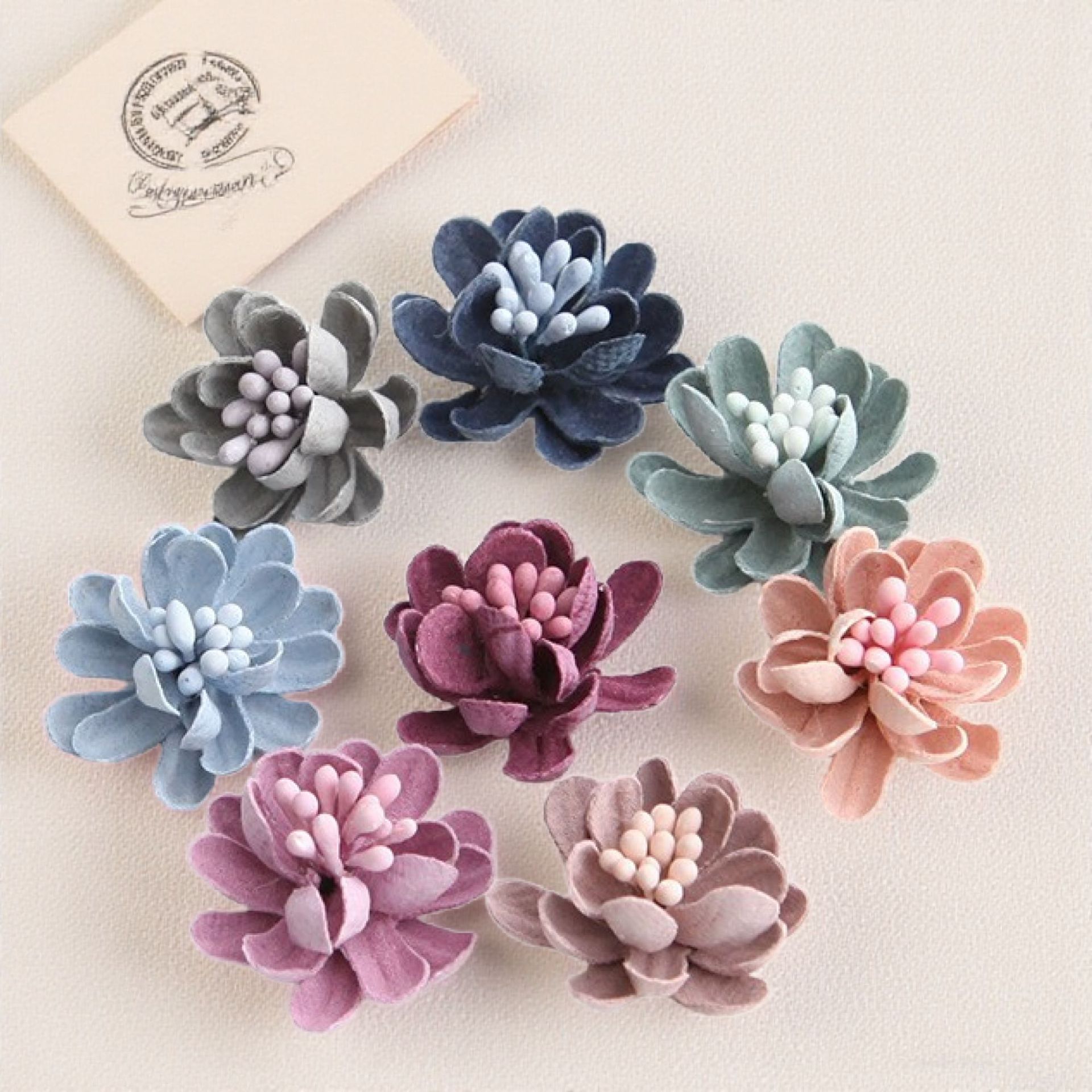 韩国超纤DIY手工花朵2cm 头饰鞋帽胸花包装配件 小清新布艺装饰辅