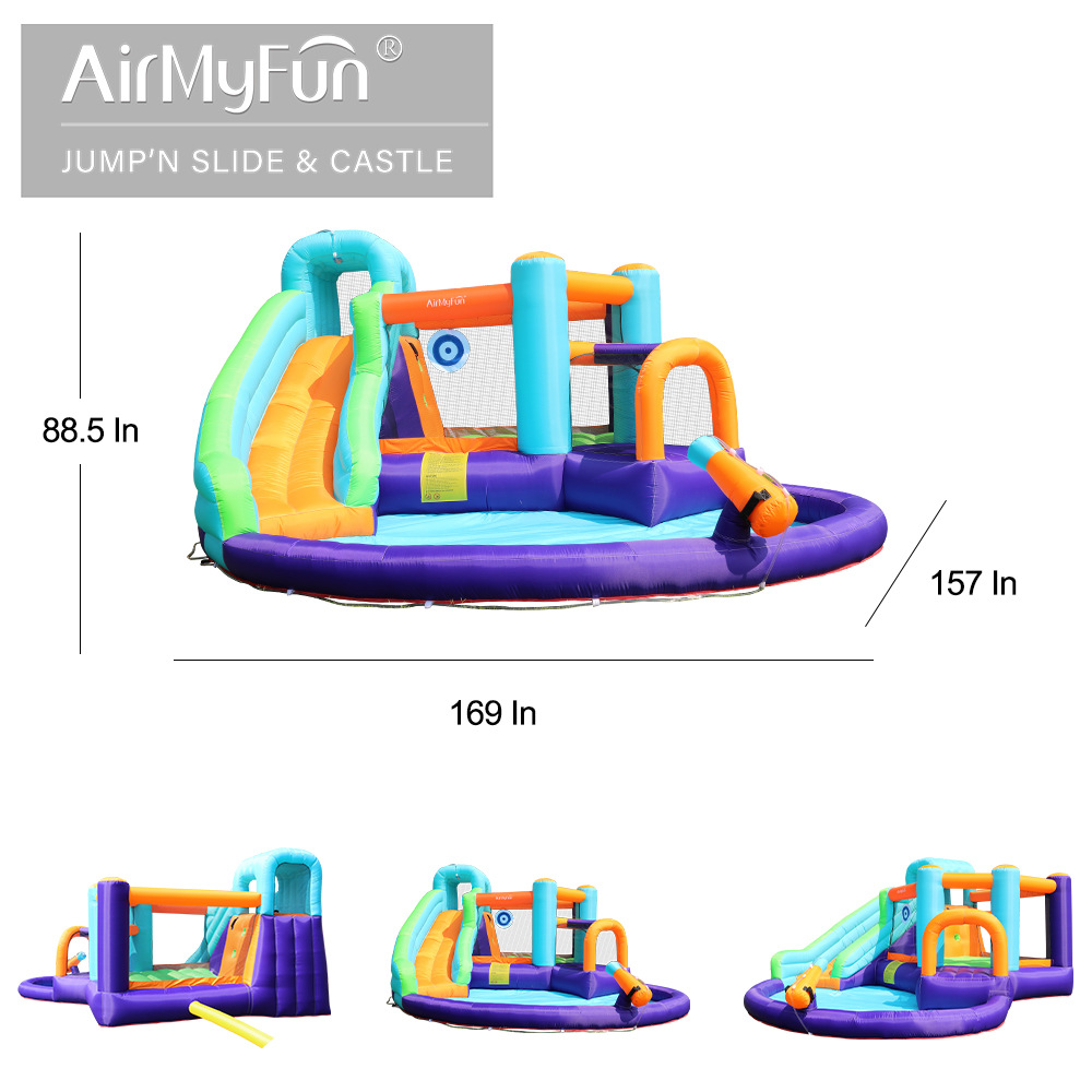 AMF | Spray de agua para el hogar Castillo castillo inflable tobogán de agua para el hogar para niños pequeño castillo inflable