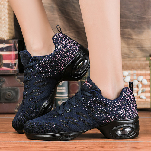 Square dance dance shoes, wedge heel, fly mesh shoes, soft sole sneakers, dance shoes, mid-heel women's shoes, mesh casual shoes