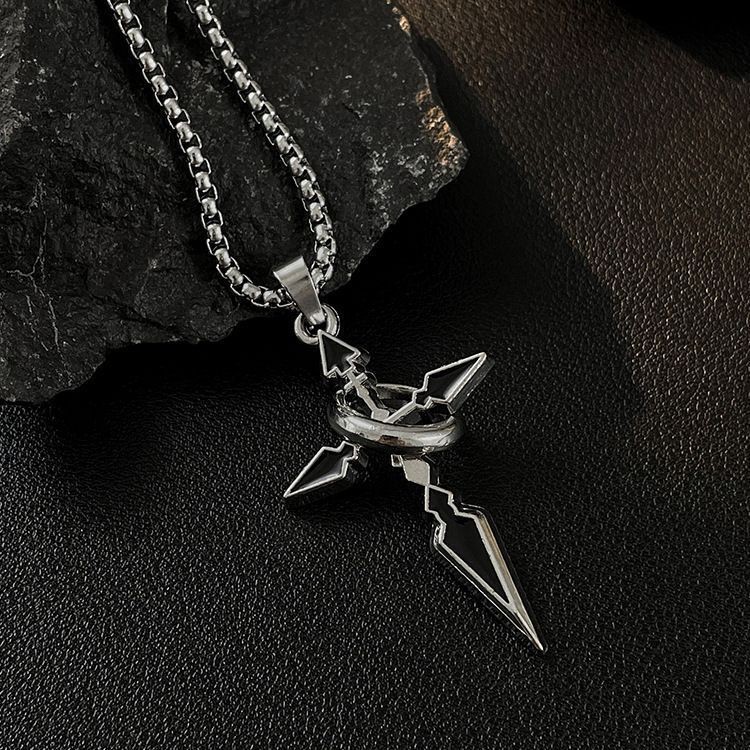 Men's cross pendant, trendy brand, fashionable sweatshirt hanging accessory, titanium steel chain