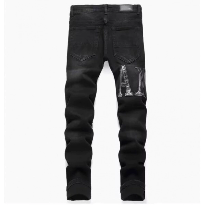 Джинсы, эластичные брюки, корейский стиль, с вышивкой, slim fit