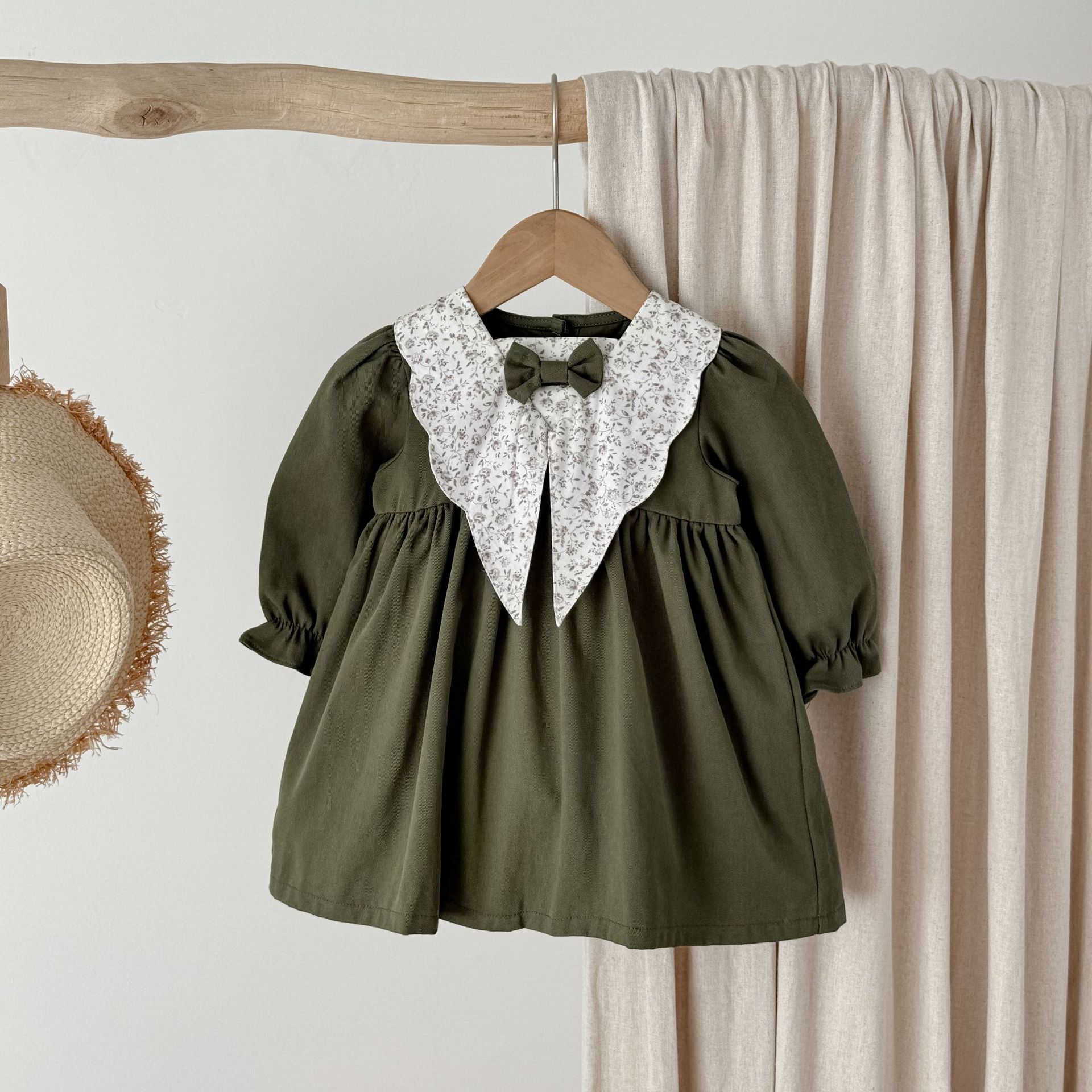 Army green flower collar