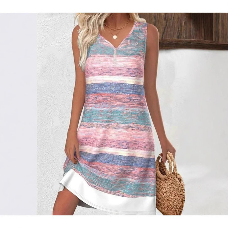 Cross-Border Independent Website New Dress Summer Bell Sleeve V-Neck Mid-Length Dress 3D Digital Printing European and American Style Cross-Border Independent Website New Dress Summer Bell Sleeve V-Neck Mid-Length Dress 3D Digital Printing European and American Style