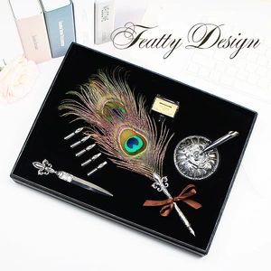 T06YE-L2 Dippling Pen Европейский ретро-буквенные ножи набор выпускной подарки Peacock Feather Harry Potter Перо