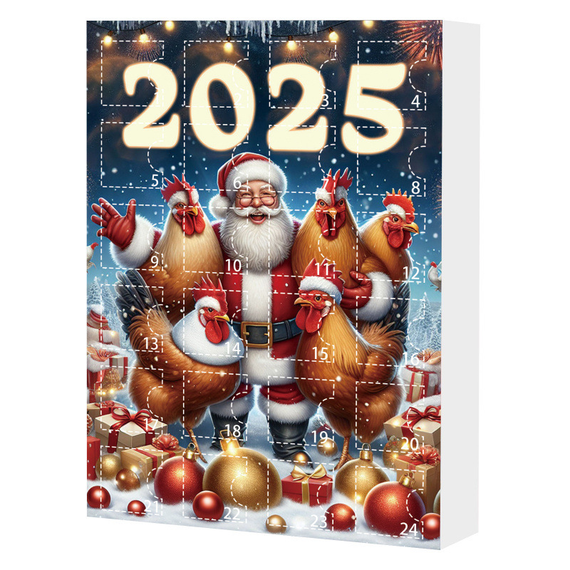 跨境2025圣诞倒计时日历盲盒迷你鸡仔亚克力平面挂件圣诞树装饰品|undefined