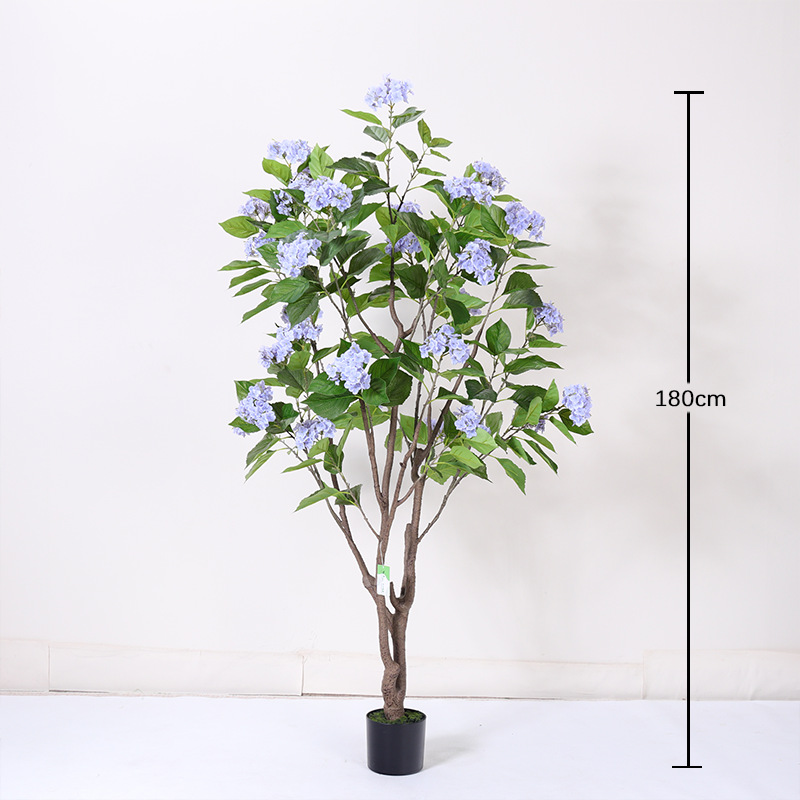 Simulación de plantas verdes, sensación avanzada, hortensias, árboles falsos, plantas en macetas, decoración de sala de estar de interior, plantas falsas, decoración del hogar de piso