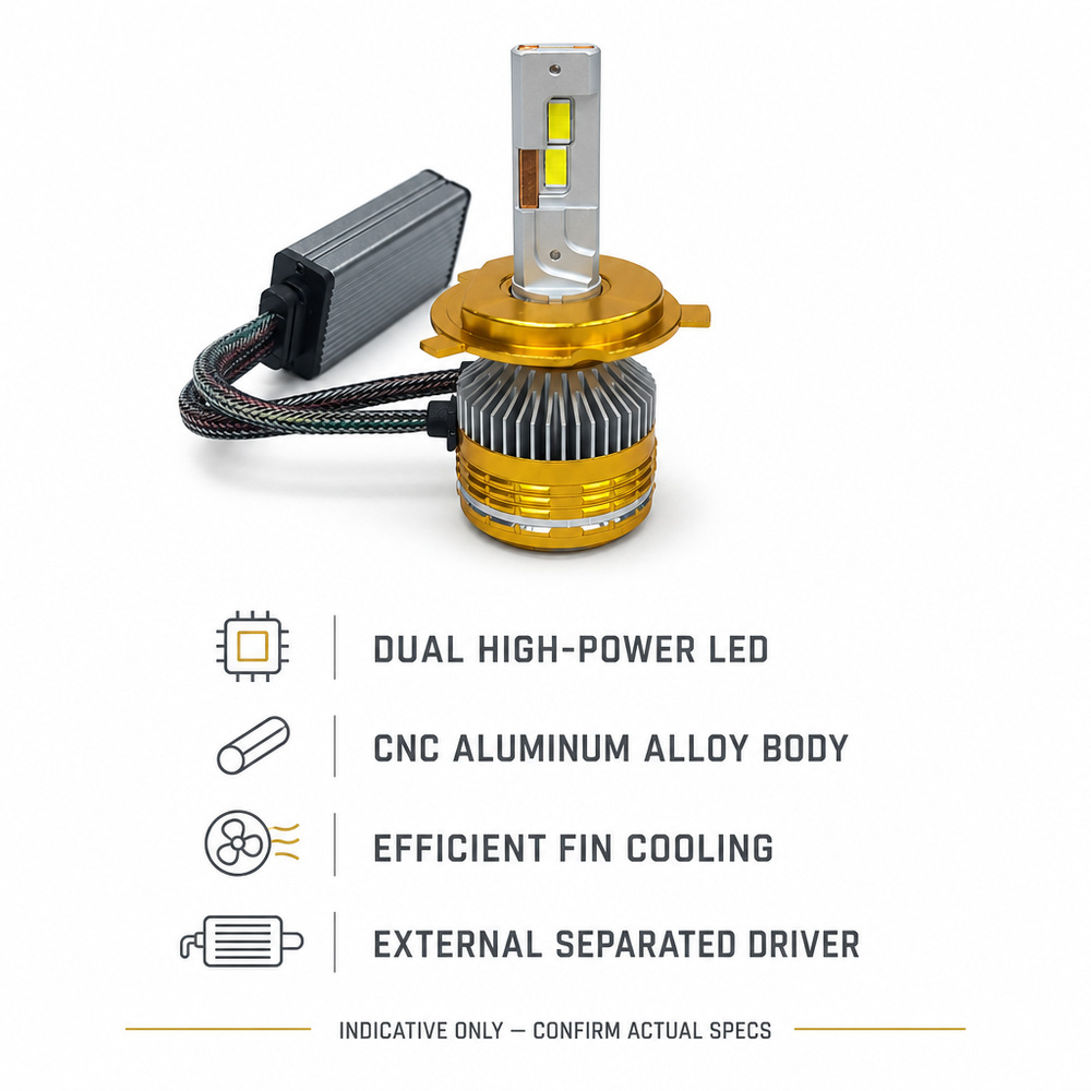 100W Three Copper Tube LED H13 9004 9007 H4 Bi-Beam LED Headlight Gold/Silver/Black/Blue Version