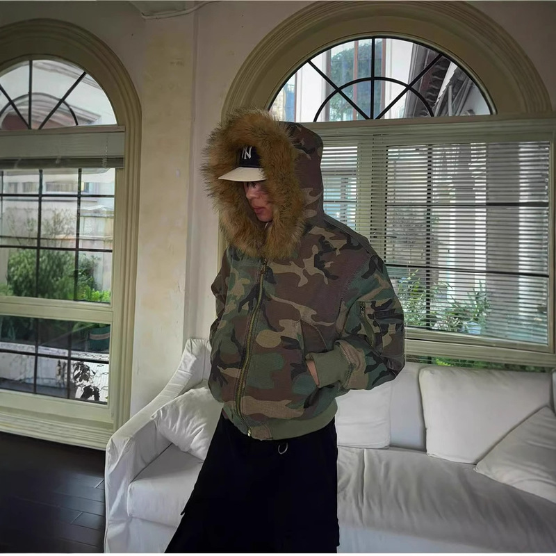 2024 New Reversible Camouflage Jacket with Faux Fur Collar, Fleece-Lined and Thickened Cotton Coat for Men, Trendy Cotton-Padded Jacket 2024 New Reversible Camouflage Jacket with Faux Fur Collar, Fleece-Lined and Thickened Cotton Coat for Men, Trendy Cotton-Padded Jacket