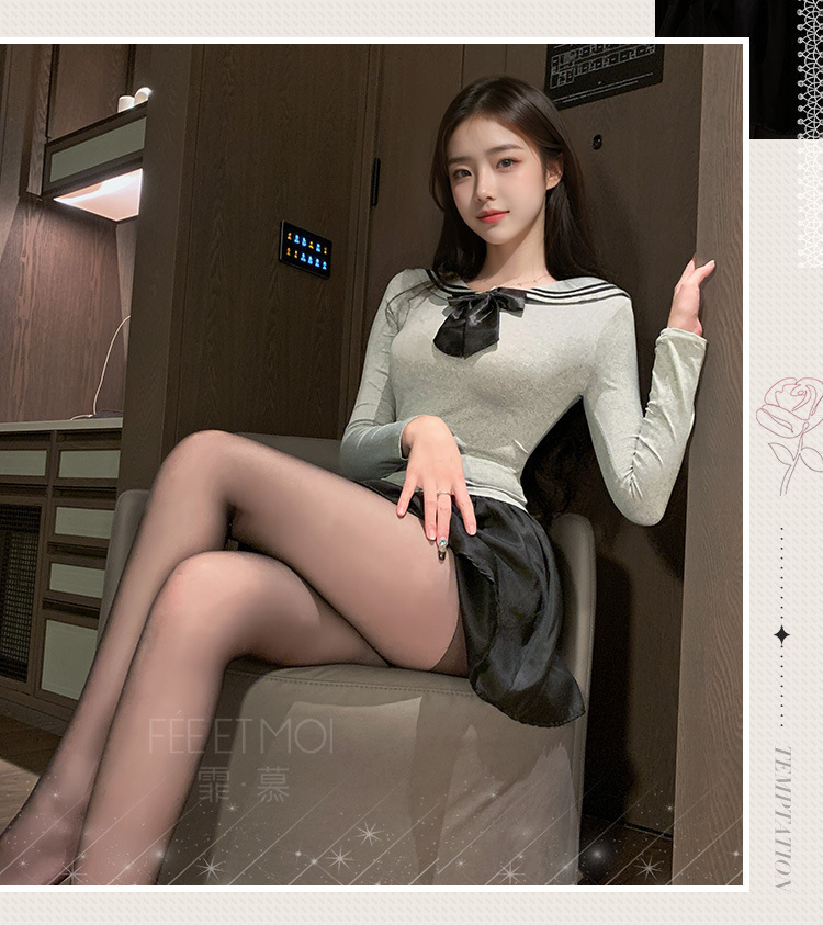 Feimu Selects JK Uniform Costume Set with Pleated Skirt, Tie and Thong — detail image 48