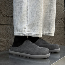 春季新款博肯潮凉拖休闲包头半拖情侣拖鞋45773-35773黑色灰色-J