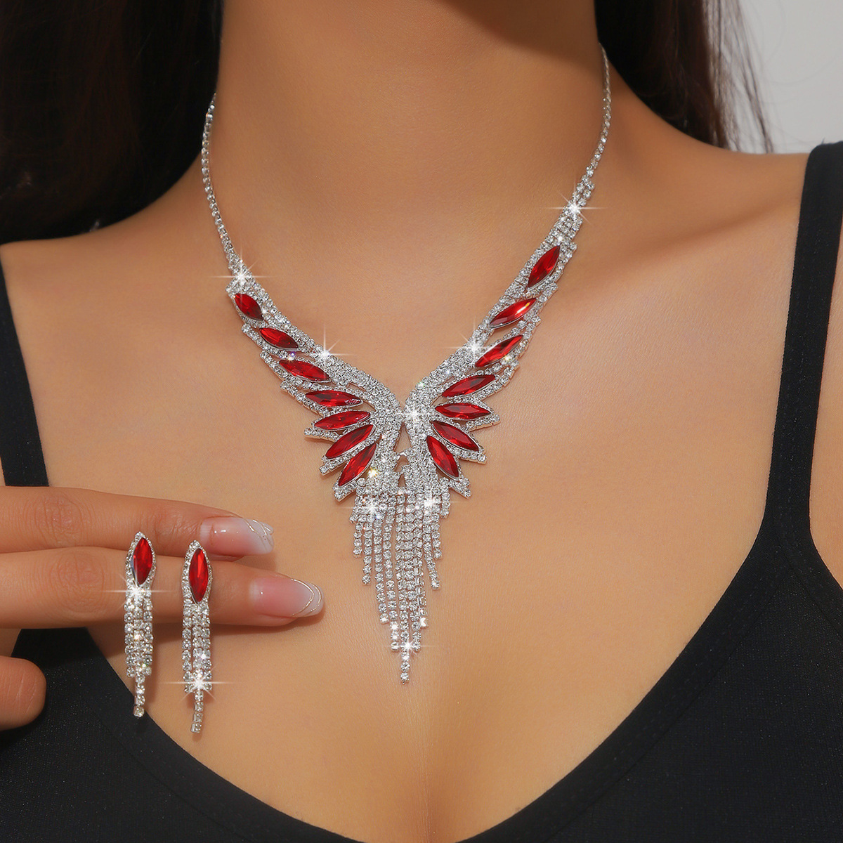 bridal necklace set earring jewelry set banquet dress set necklace fashionable and versatile temperament accessories_voghion.com