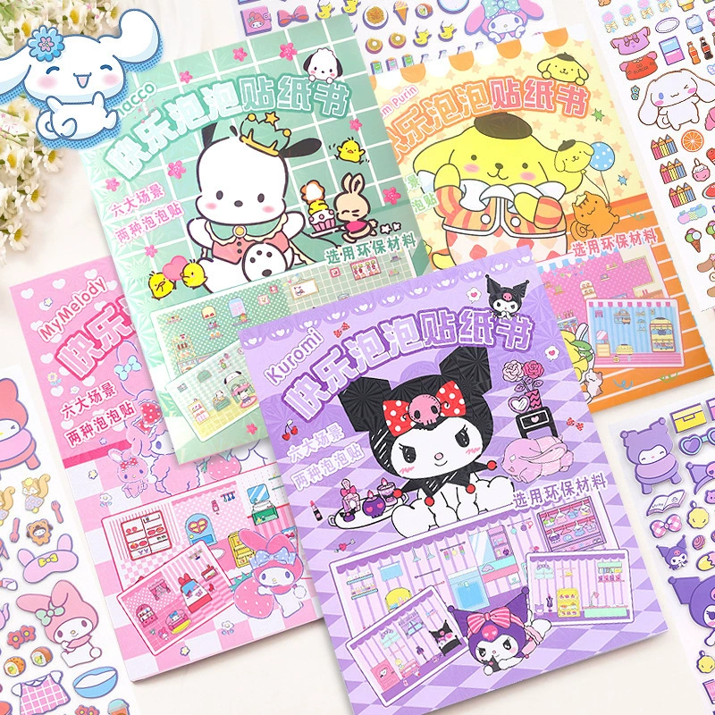 Sanrio, мультяшная трехмерная книга с наклейками для переодевания, новая коллекция, не требует вырезания