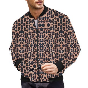 Cross-Border Supply European and American Style 2025 Autum New Trendyy Style Loose Leopard Print Zipper Jacket