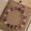 Organic purple small design retro crystal bracelet, trend of season, light luxury style, flowered