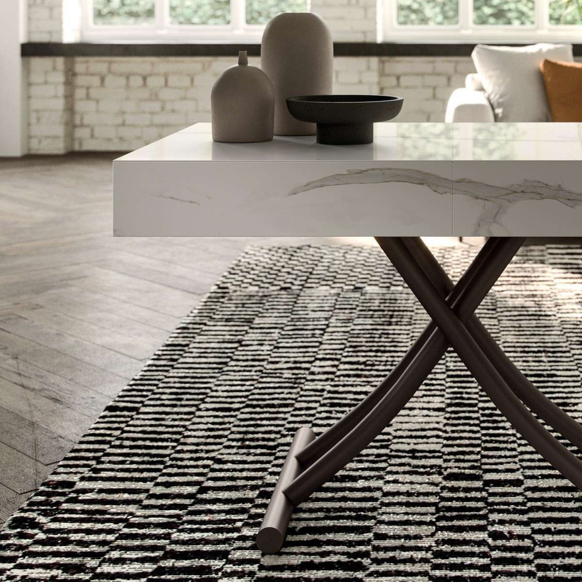 Mesa de centro elevadora de losa de roca, mesa de comedor, sala de estar de doble uso 2024, nuevo estilo, lujo ligero, alta sensación, mesa baja retráctil que no ocupa espacio