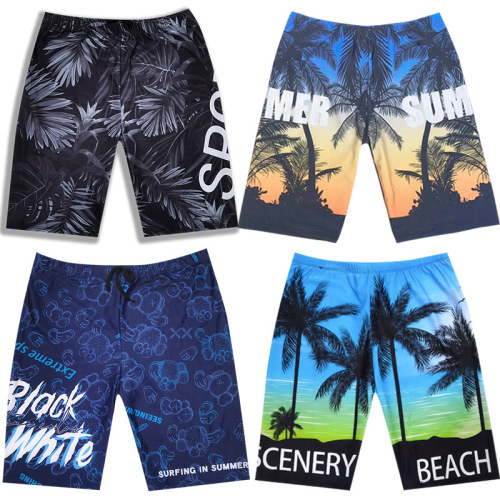Men's Flat-Front Extended Length Hot Spring Pants Professional Beach Medium-Sized Five-Finger Swimsuits for Guys