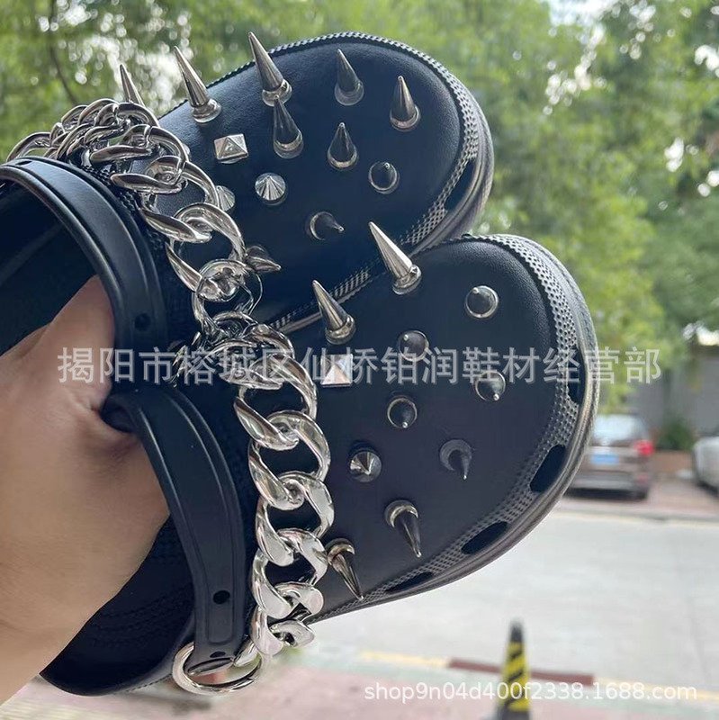 Hole shoes DIY silver thick chain all-match accessories shoe flower shoelace decoration removable punk style shoe buckle Rivet Hole shoes DIY silver thick chain all-match accessories shoe flower shoelace decoration removable punk style shoe buckle Rivet