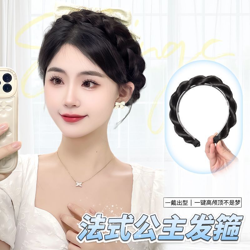 假发发箍女千金公主头编发神器网红增高颅顶编发扭扭辫古风假发饰|undefined