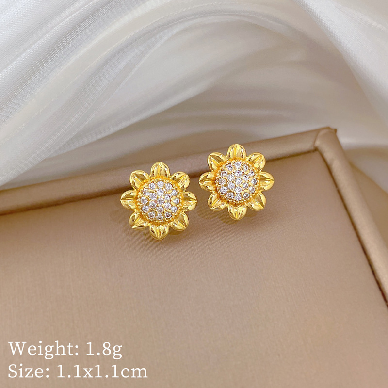 Wunderschöne Sonnenblumenhalskette Mit Strass Aus Titanstahl_voghion.com