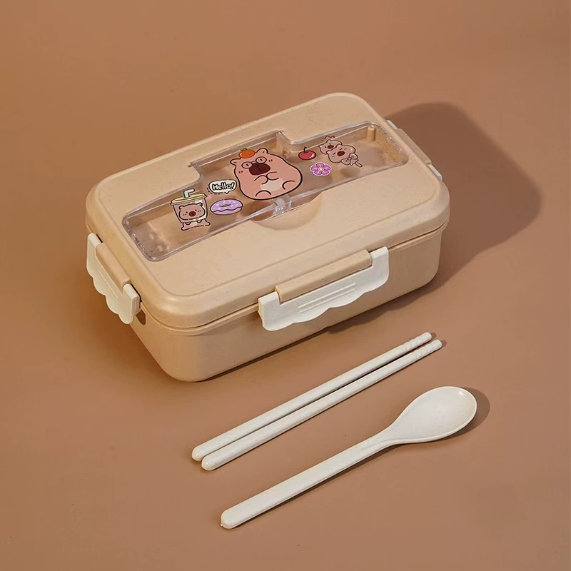 Ланчбокс для студентов Bento, 3 отделения, микроволновый ПП с прибором (ложка/вилка/палочки)