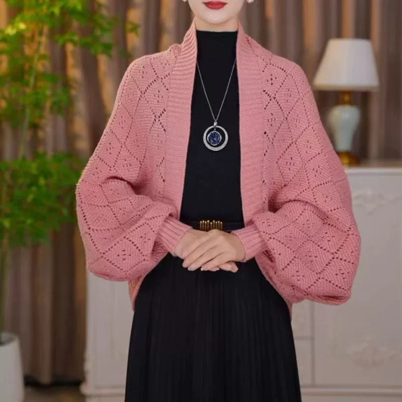 Демисезонное knitted Cloak, женский кардиган slim-fit с бриллиантовой вязкой, длина 145 см